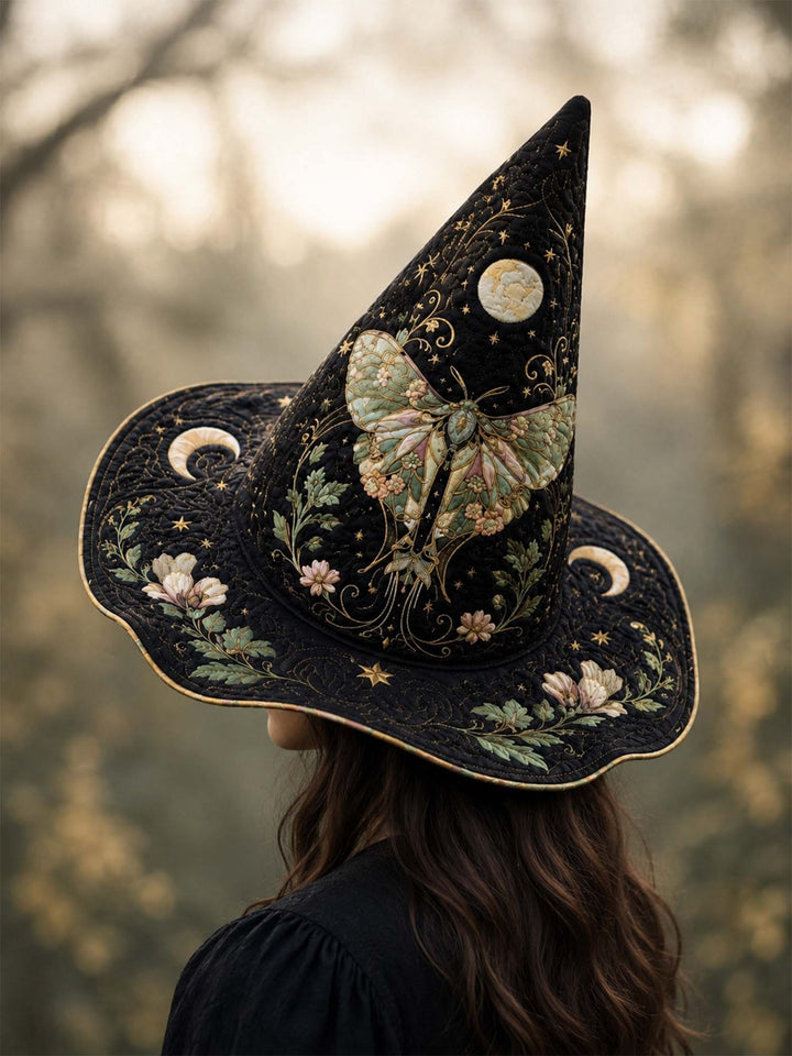 Handmade Quilted Witch Hat – Moth Fairy in Victorian Style