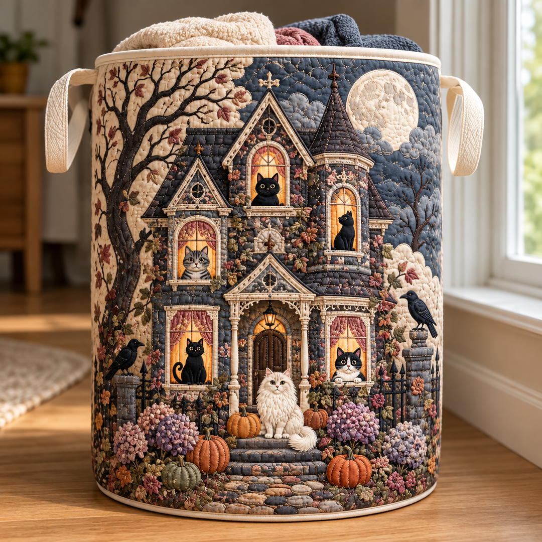 Quilted Laundry Basket – Enchanted Cat Manor