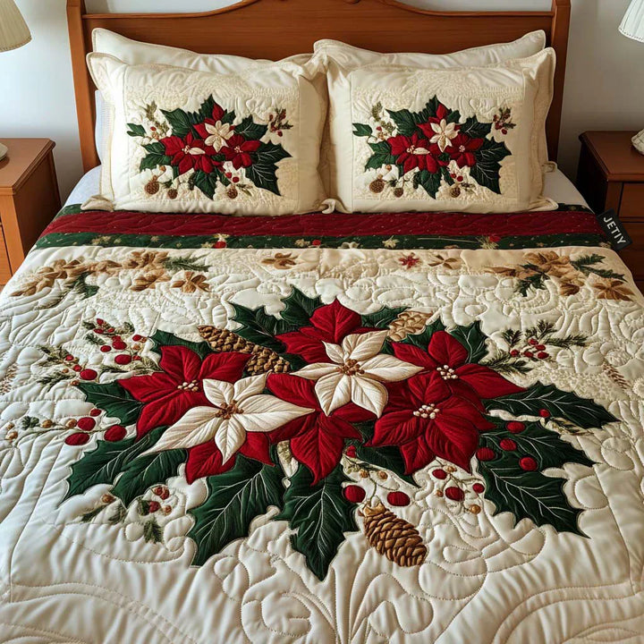 3-Piece Duvet Cover Set - Poinsettia Magic