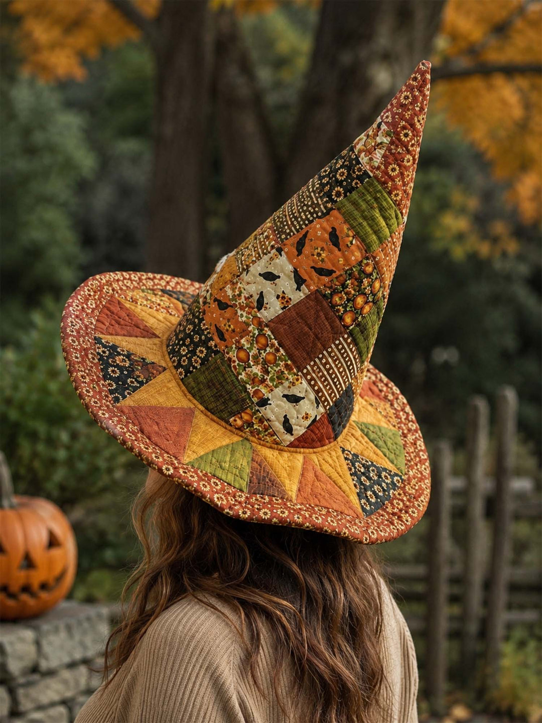 Handmade Quilted Witch Hat – Vintage Harvest Pumpkins