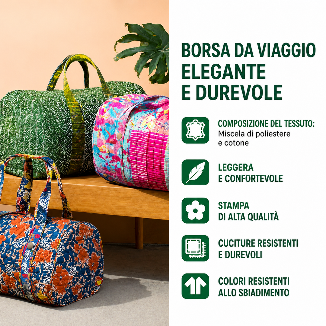 Quilted Shoulder Travel Bag with School-Inspired Motif by Louise London – product image 8