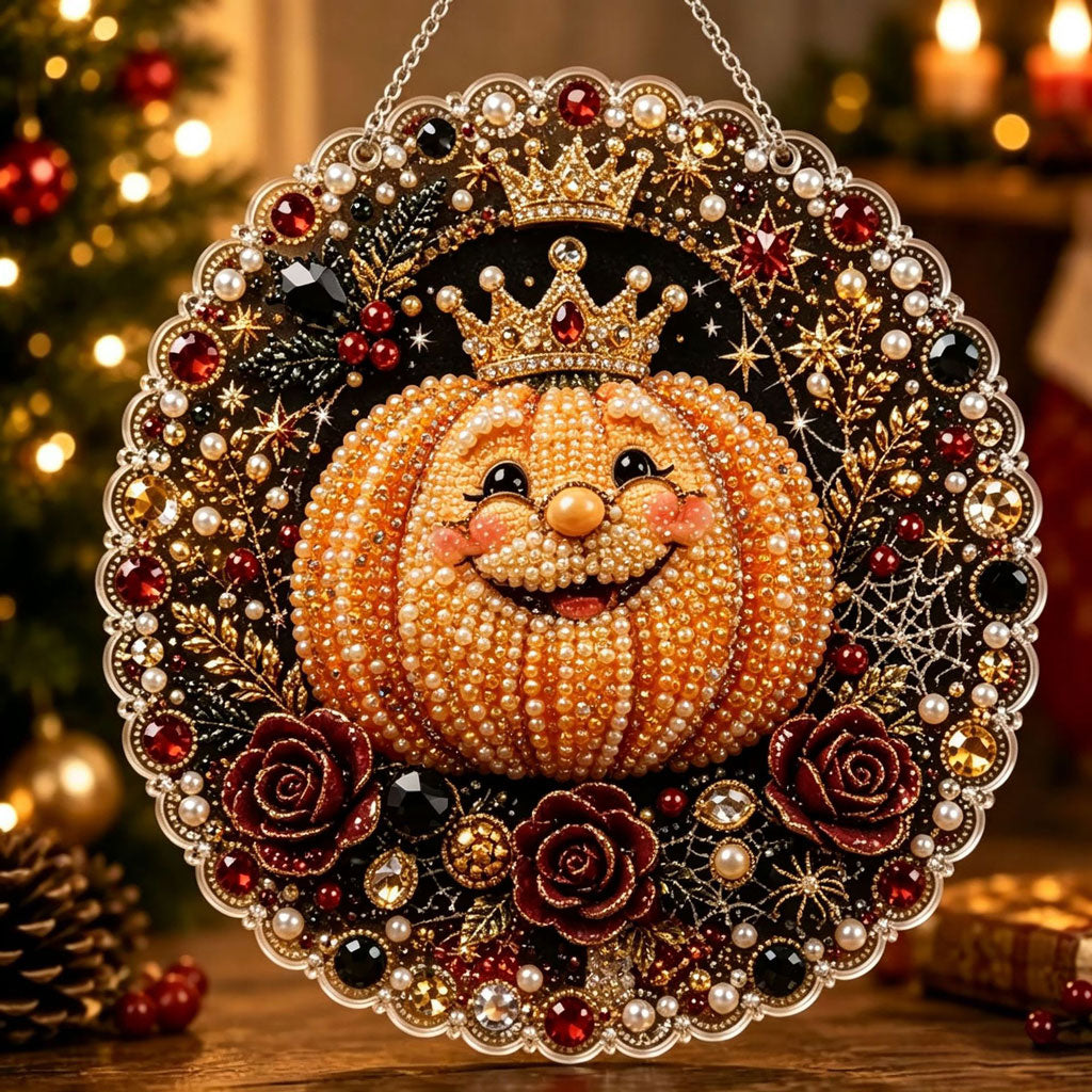 🔥Limited time 70% OFF - 🎃✨ Halloween Pearl Diamond Art Hanging Ornament Kit – Sparkling DIY Window Hanging Decor – 🎃👑 Pumpkin Queen