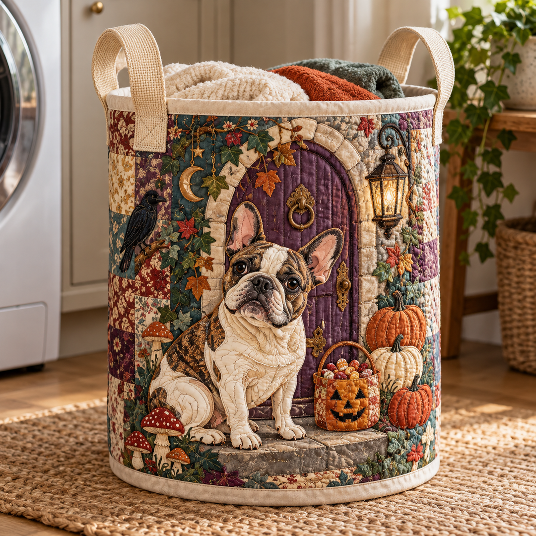 Quilted Laundry Basket – French Bulldog by the Haunted House