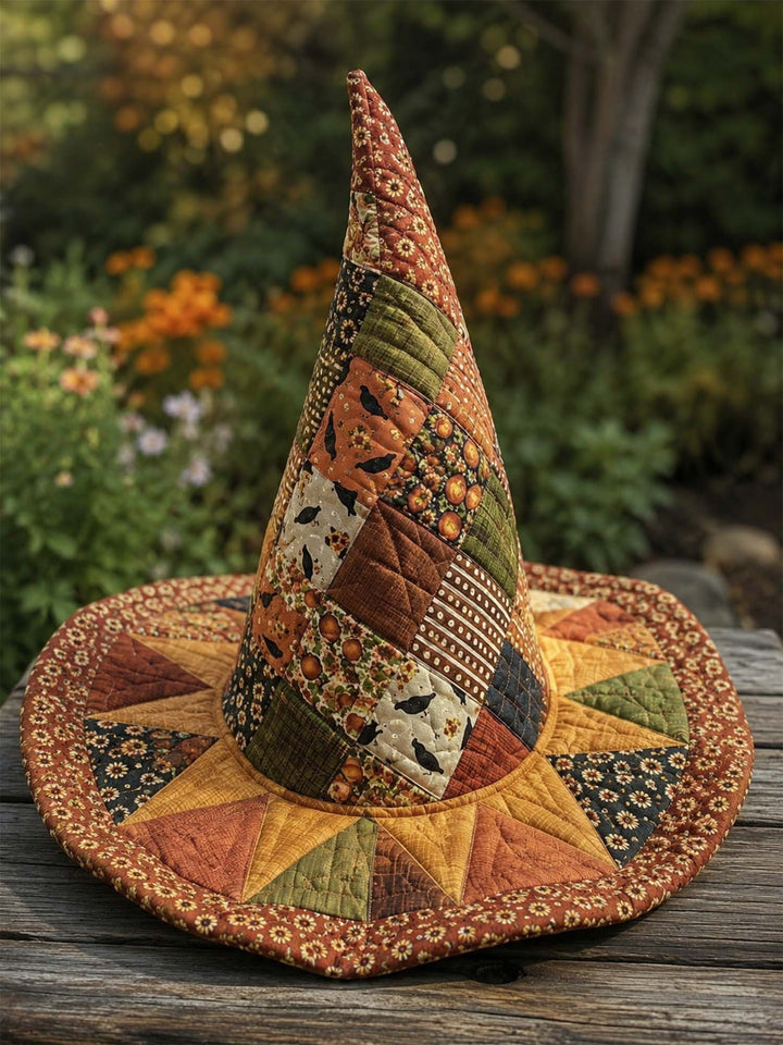Handmade Quilted Witch Hat – Vintage Harvest Pumpkins