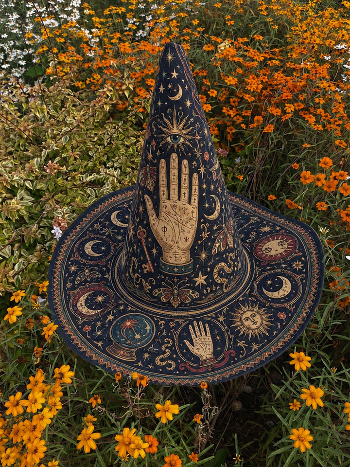 Handmade Quilted Witch Hat – Mystical Tarot and Stars