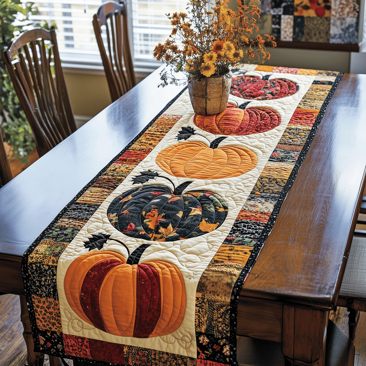 Quilted Table Runner – Pumpkin Design NCU0VT37