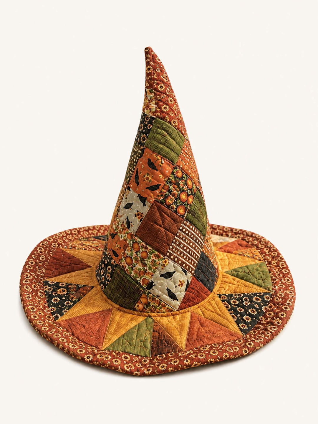 Handmade Quilted Witch Hat – Vintage Harvest Pumpkins
