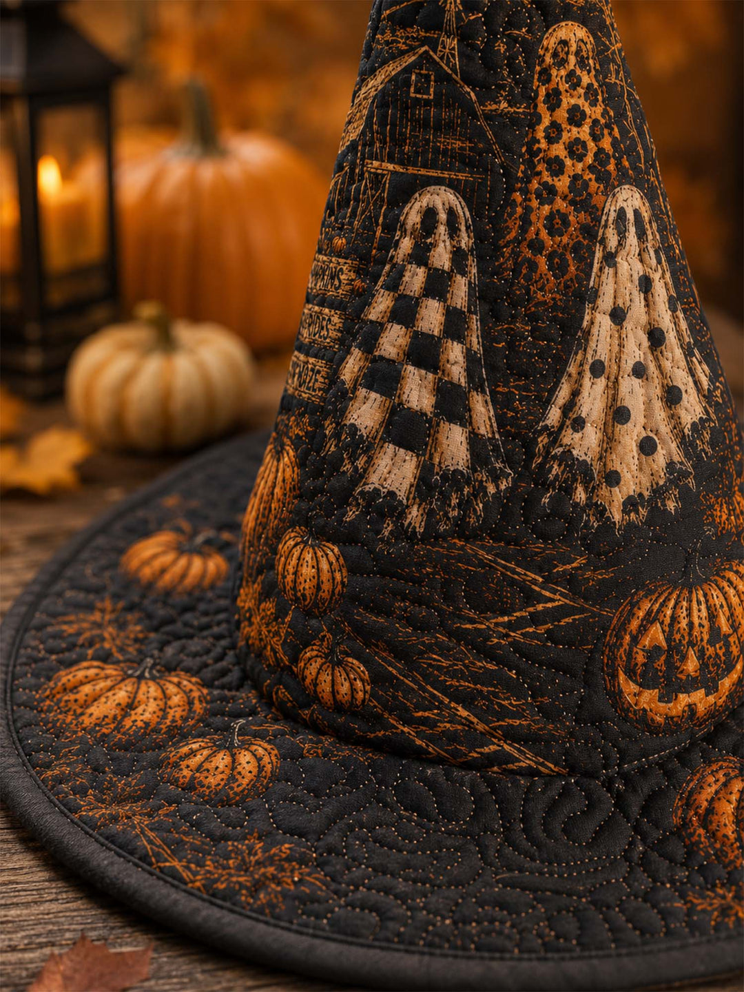 Handmade Quilted Witch Hat – Haunted Pumpkins for Halloween