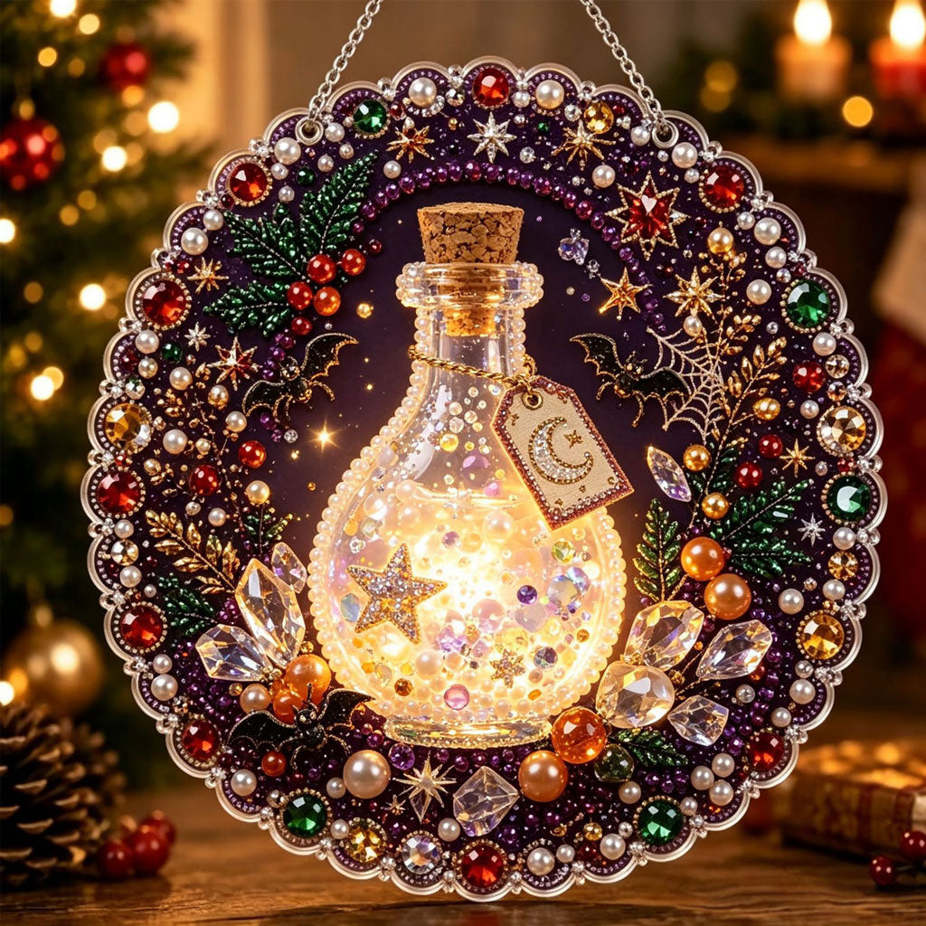 🔥Limited time 70% OFF - 🎃✨ Halloween Pearl Diamond Art Hanging Ornament Kit – Sparkling DIY Window Hanging Decor – 🧪✨ Mystic Halloween Potion