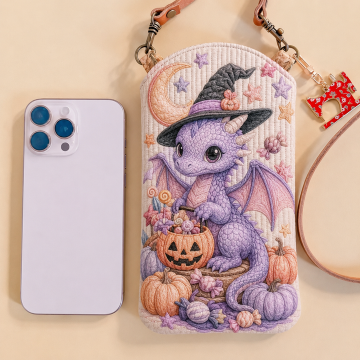 Slim Quilted Phone Crossbody Bag – Lavender Witch Dragon