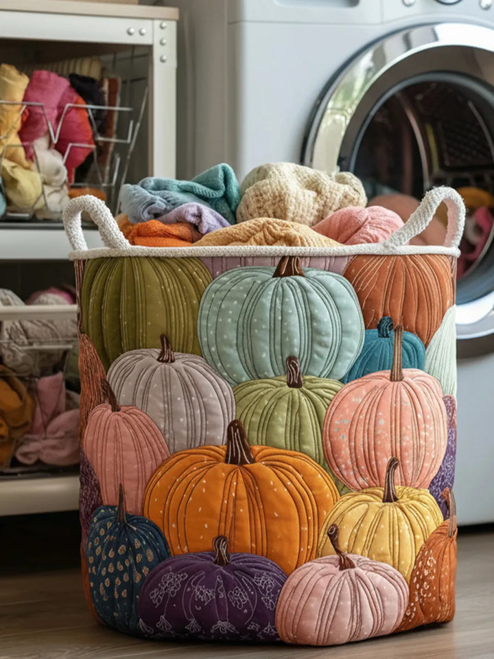 Quilted Laundry Basket – Pastel Pumpkin Patch