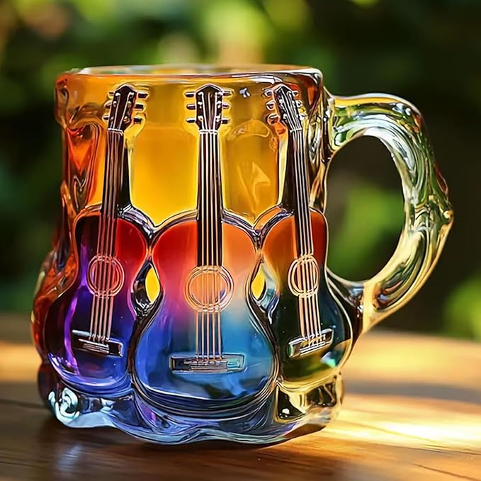 Handcrafted Mug with 3D Guitar Design
