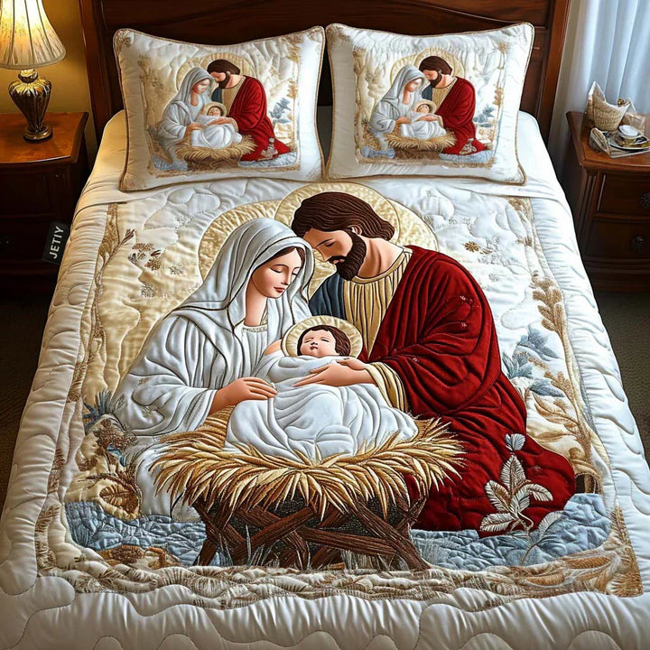 Quilted Bed Cover 3 Pieces - Santa Claus Magic by Louise London - product image 1
