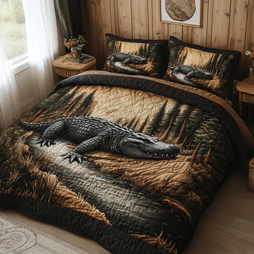 3-Piece Quilted Blanket Set - Woodland Animals