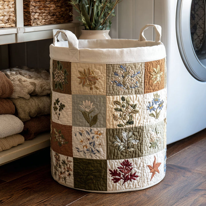 Quilted laundry basket with classic floral design by Louise London