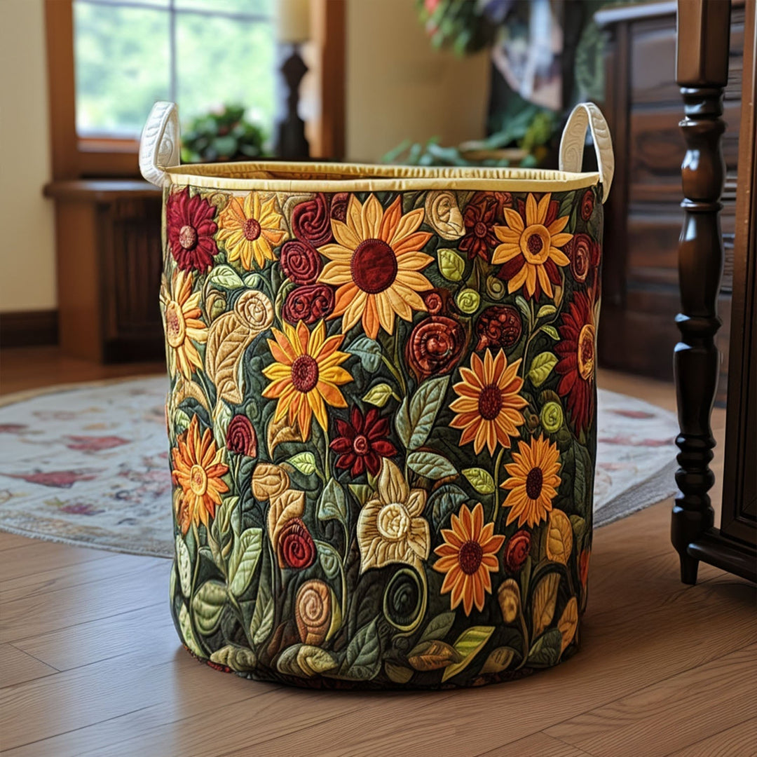 Quilted laundry basket with floral pattern by Louise London
