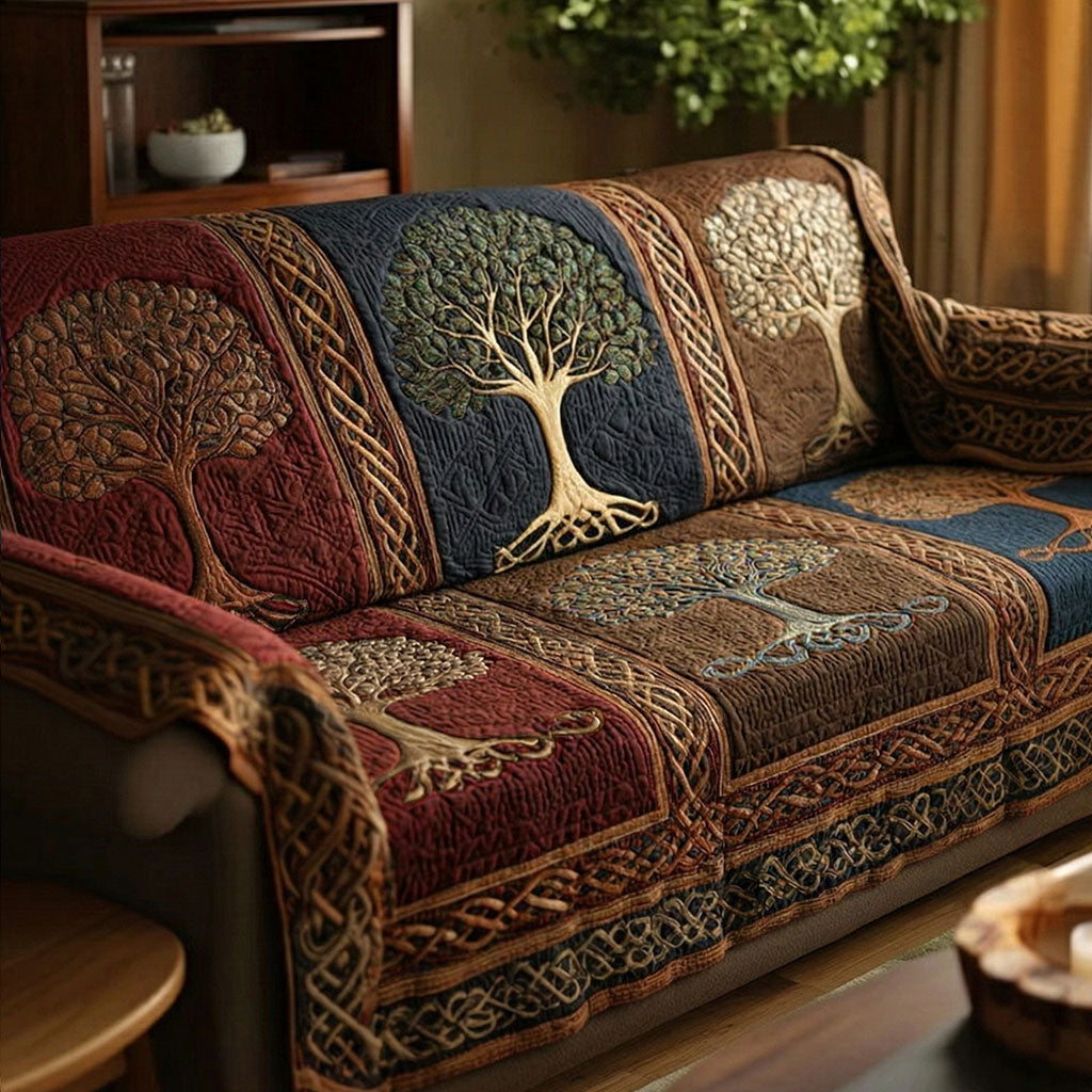 Quilted Sofa Cover with Tree of Life