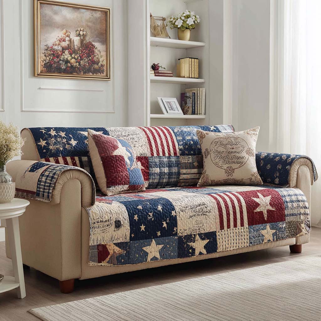 Quilted American Style Sofa Cover