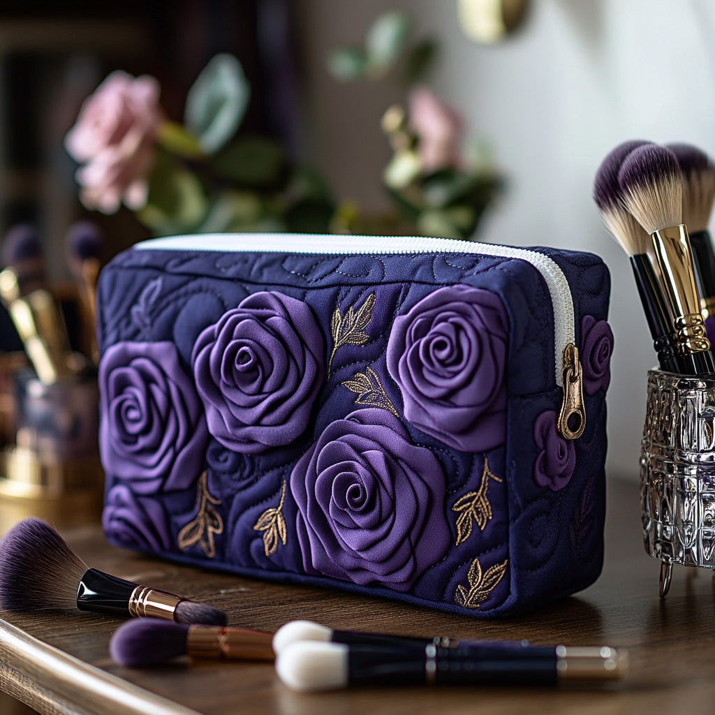 Amethyst Blossom quilted makeup bag – Louise London