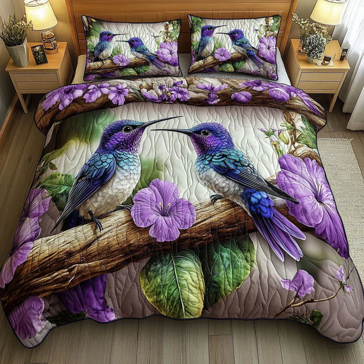 Quilted Bed Cover 3 Pieces - Bird Sanctuary by Louise London - product image 1