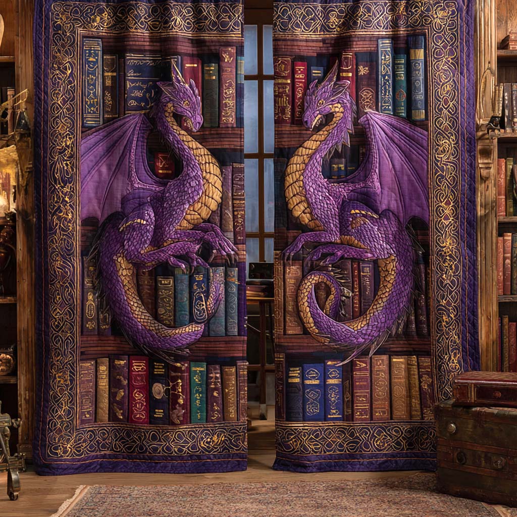 Quilted Curtains Royal Dragon of Amethyst – Louise London product image 1