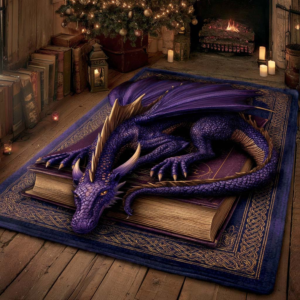 Magical Dragon Area Rug in Amethyst by Louise London
