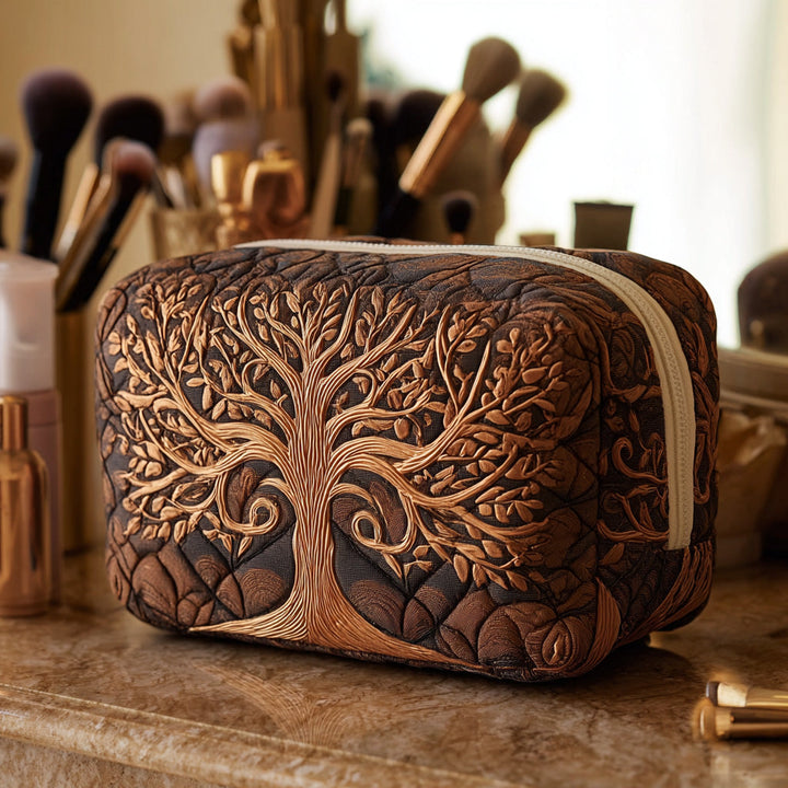 Ancestral Tree quilted makeup bag – Louise London