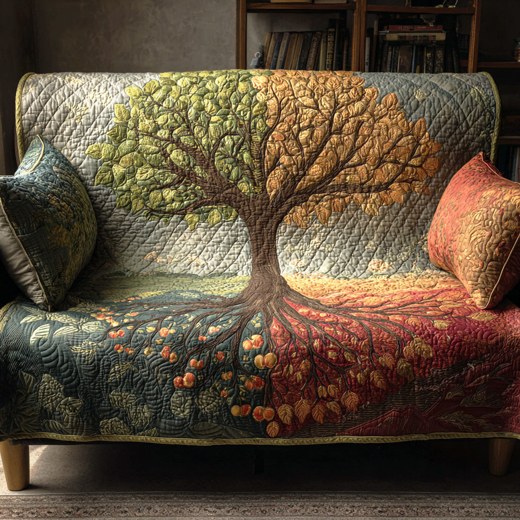 Quilted Sofa Cover with Tree of Life