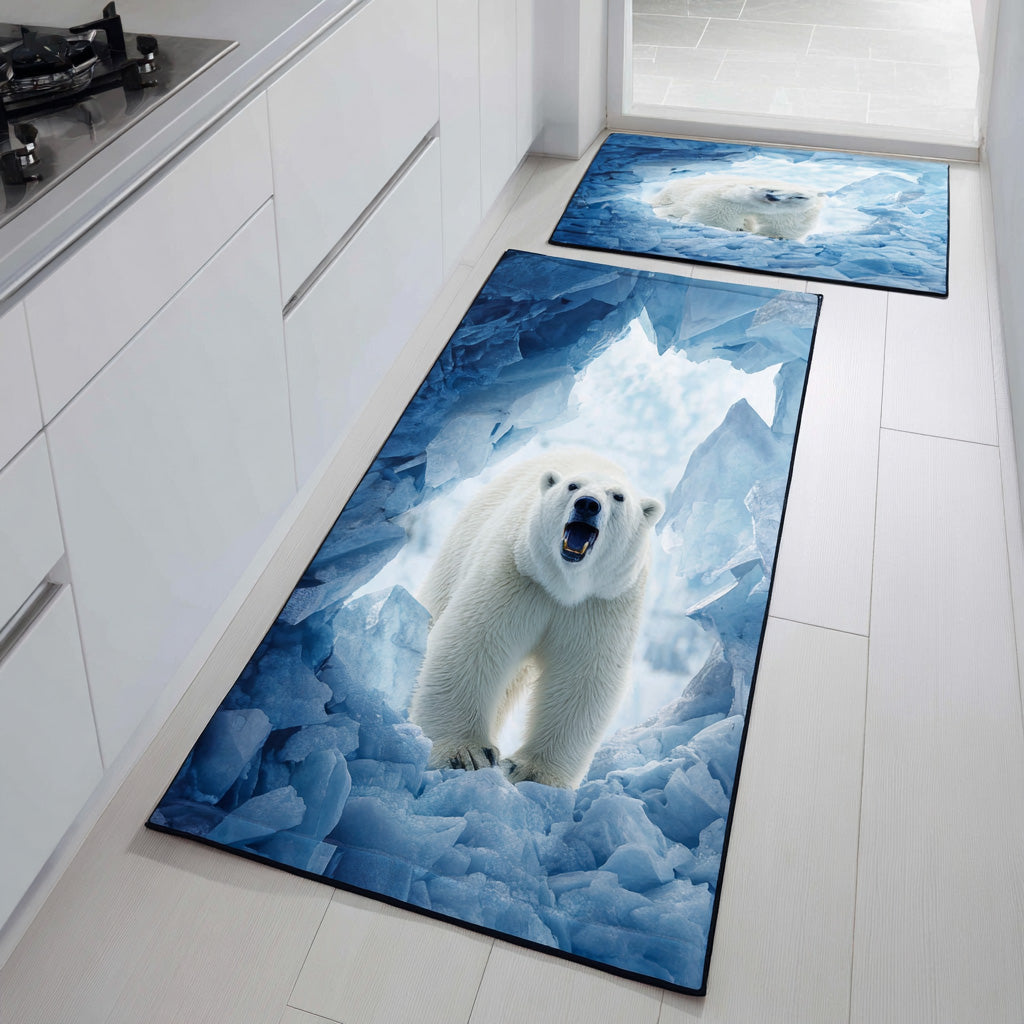 Winter Non-Slip Kitchen Mat with Snowy Details by Louise London
