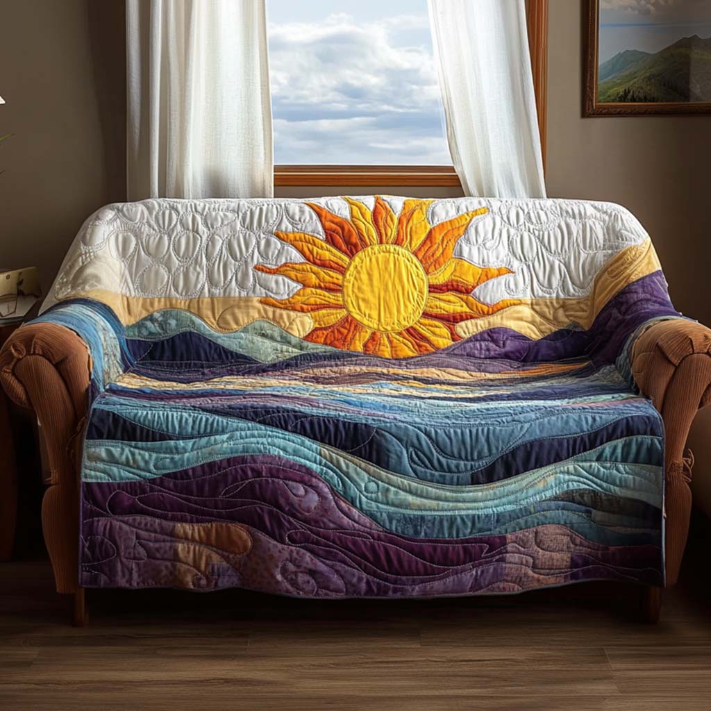 Quilted sofa cover with solar pattern