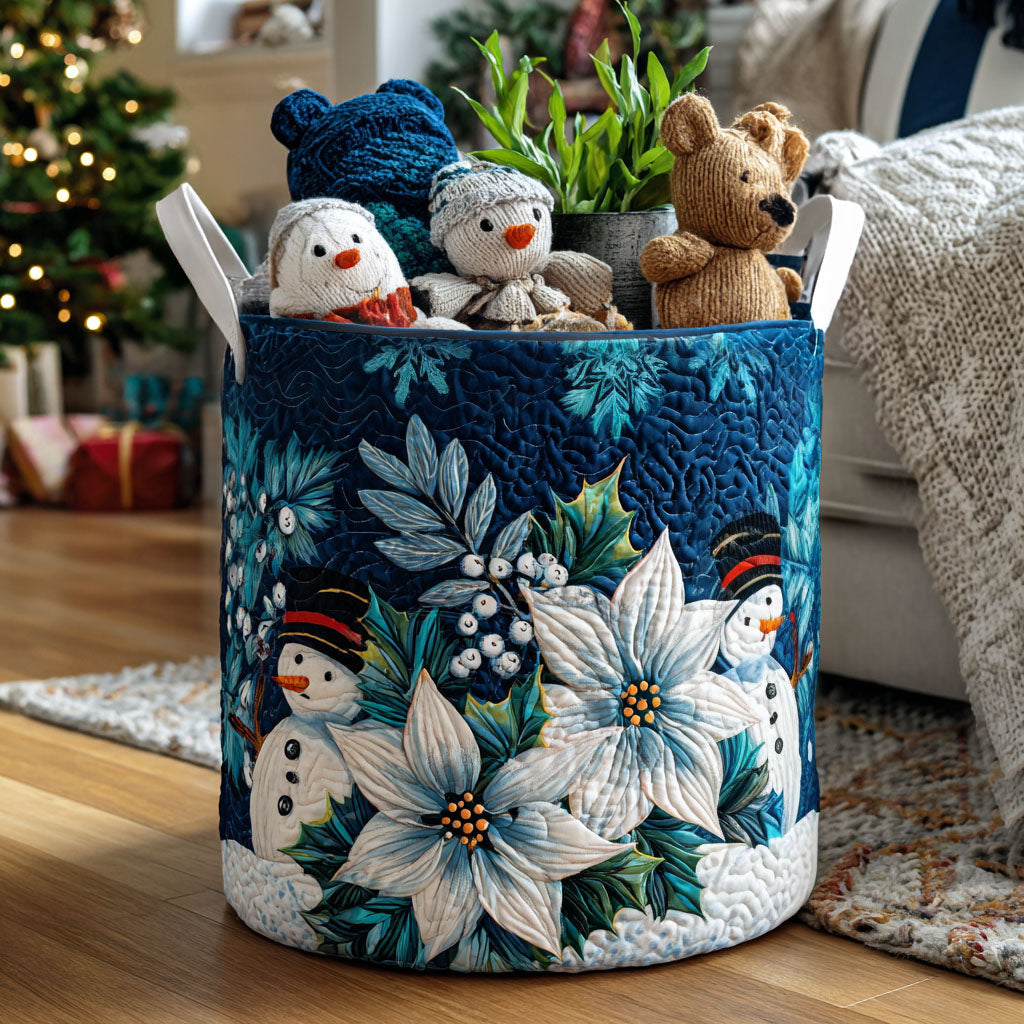 Quilted laundry basket with Christmas pattern