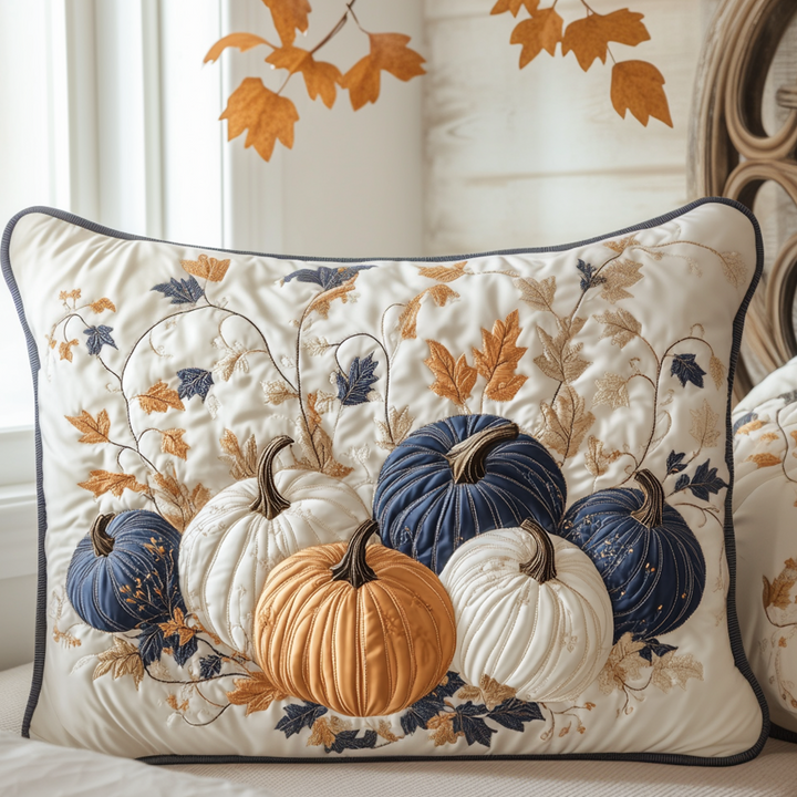 Quilted cushion cover with autumn golden light by Louise London