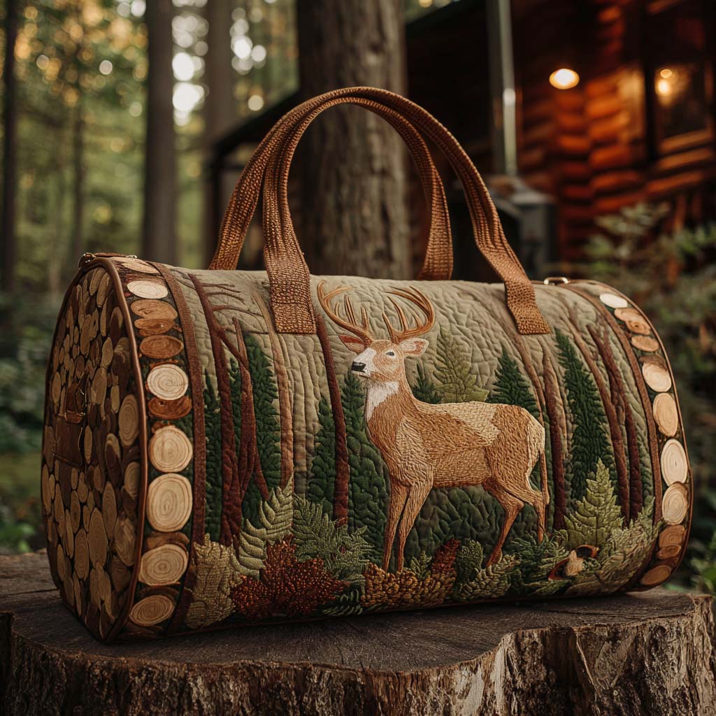 Quilted Travel Bag with Autumn Deer by Louise London
