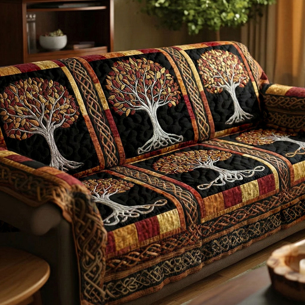 Quilted Sofa Cover Nature's Roots Autumn – Louise London