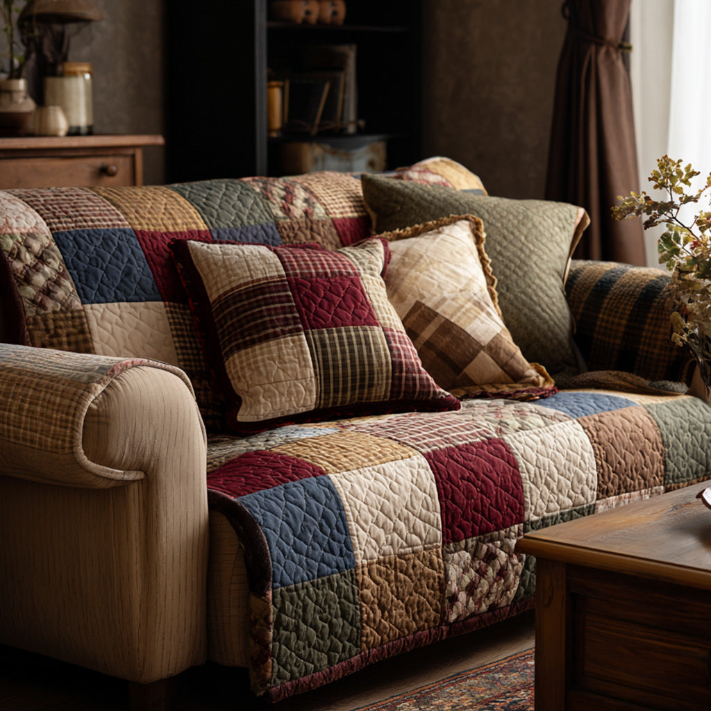 Quilted sofa cover with autumn pattern NCU0NT11980