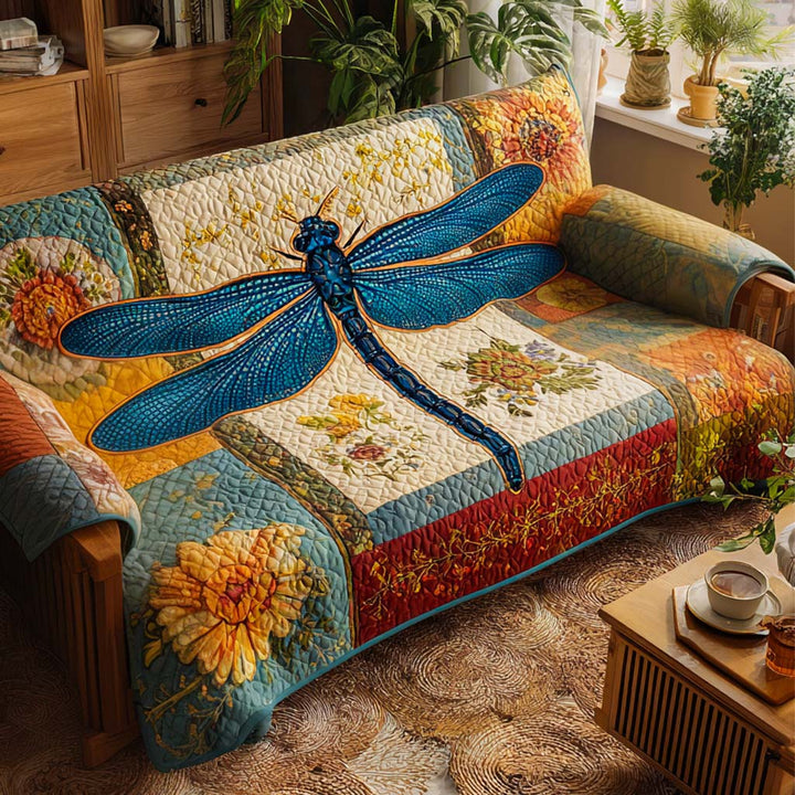 Quilted sofa cover with dragonflies NCU0VT326