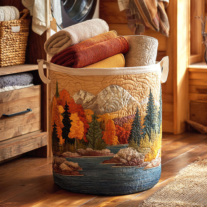 Quilted laundry basket with autumn leaves by Louise London