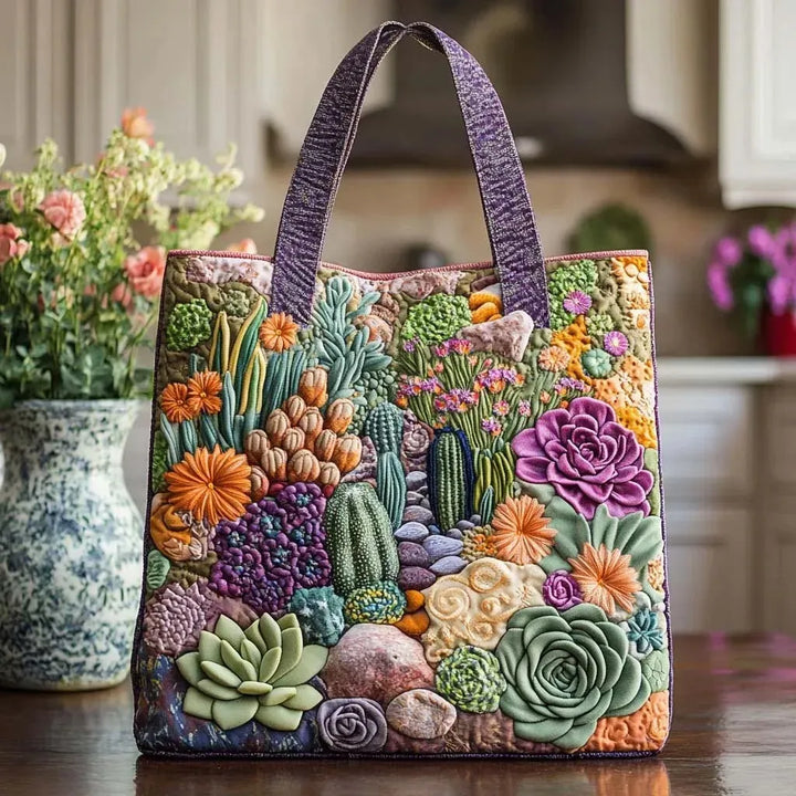 Floral Quilted Shoulder Bag – Succulent Garden