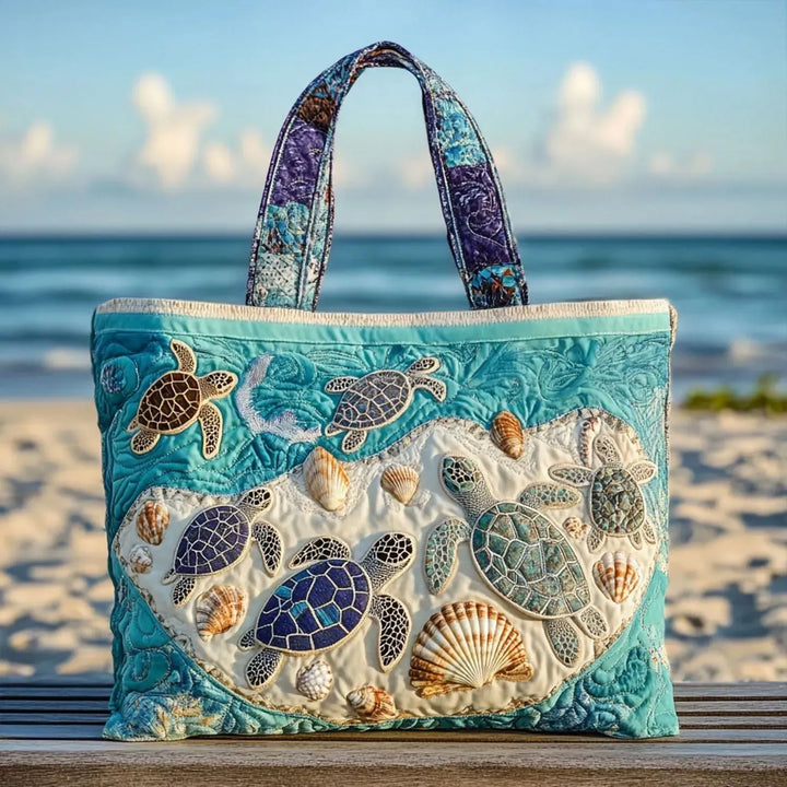 Coastal Quilted Shoulder Bag – Turtles