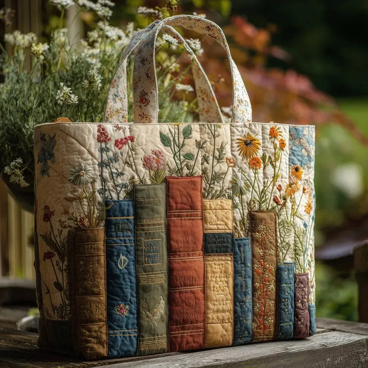 Quilted Tote Bag | Bookflowers