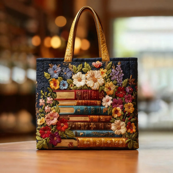 Floral Quilted Shoulder Bag – Floral Print and Books