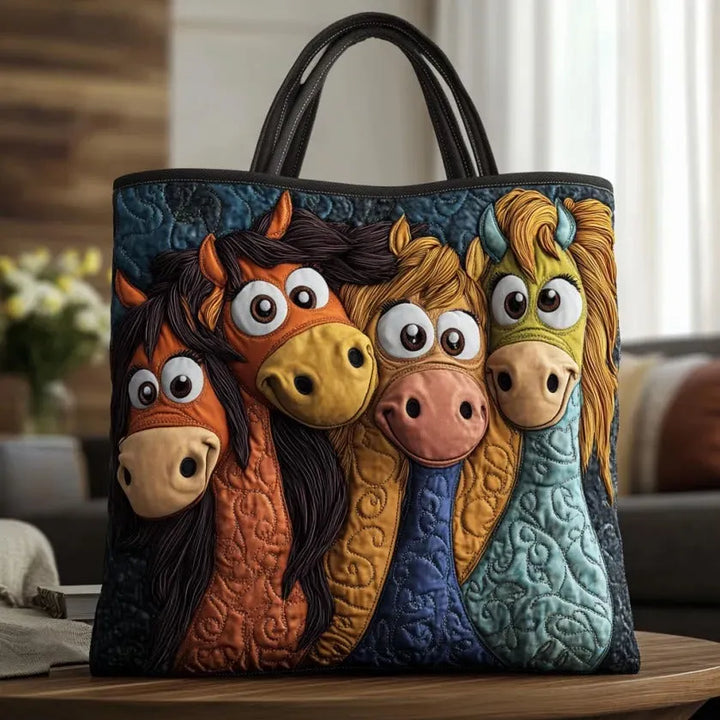 Quilted Tote Bag | Ponies