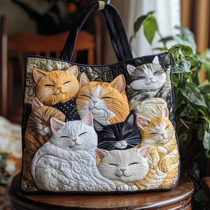 Quilted Tote Bag | Kittens