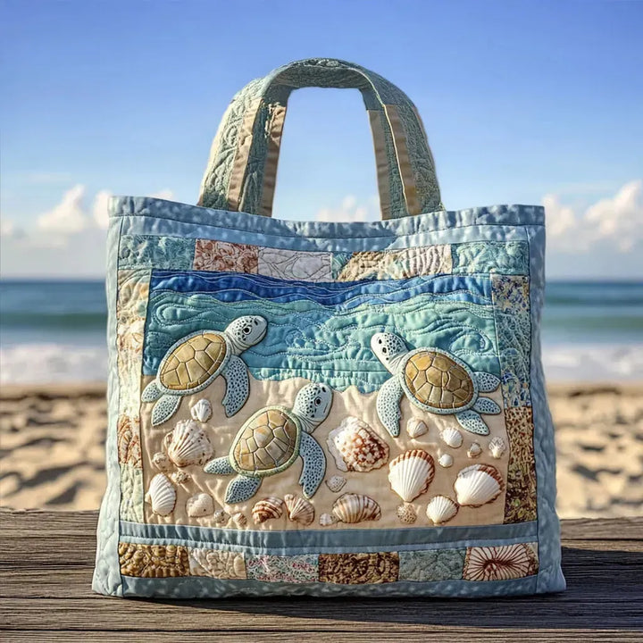 Coastal Quilted Shoulder Bag – Sea Turtles