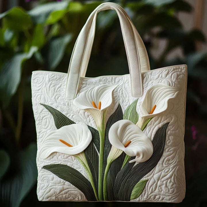 Quilted Everyday Shoulder Bag – White Calla Lilies