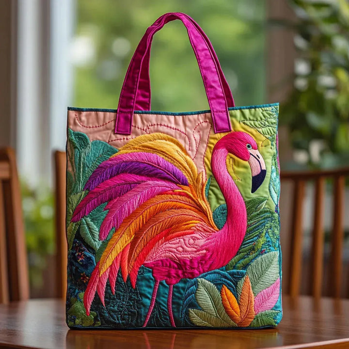 Quilted Tote Bag | Flamingo