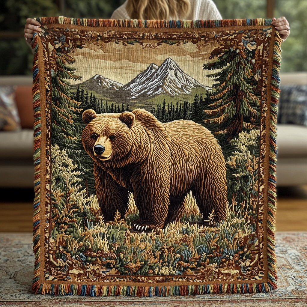 Woven Blanket with Bear Charm by Louise London – product view