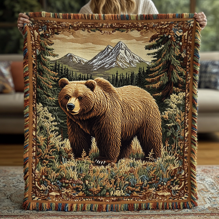 Woven Blanket with Bear Charm by Louise London – product view