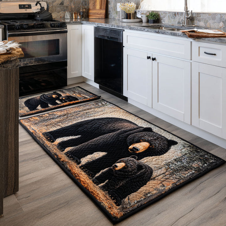 Non-slip kitchen rug with bear and natural landscape by Louise London