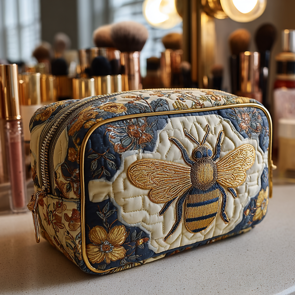 Bee Delight quilted makeup bag – Louise London